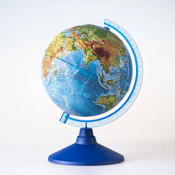 Глобус Земли физический рельефный. Диаметр 250мм