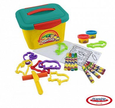 Набор Play doh "Маленькая мастерская", 4 минимаркера, 4 восковых мелка, 8 моделей животных, 2 цвета пасты для лепки (2х2), 10 листов бумаги.