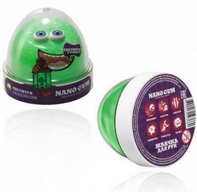 Пластилин для лепки "Жвачка для рук "Nano gum", светится зеленым", 50 гр.