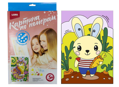 Картина по номерам для малышей "Зайчик с морковкой"