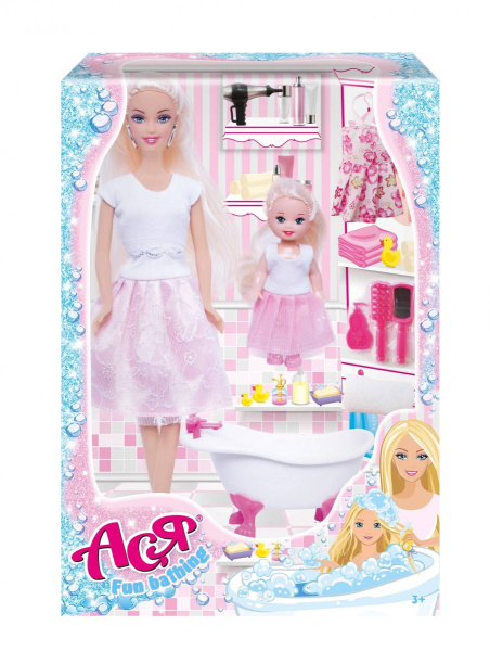 Набор кукла Ася "Веселое купание" с мини куклой