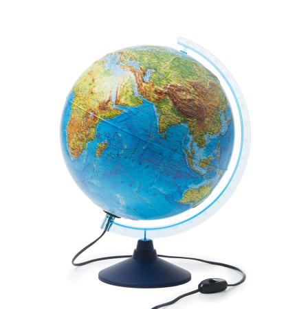 Глобус Земли физический с подсветкой рельефный. Диаметр 320мм