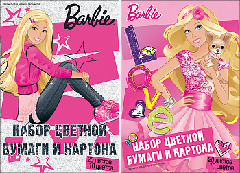 Бум и карт цв д/дет тв 10цв 20л(4 мет) Папка 200*290 B876/2-EAC Barbie