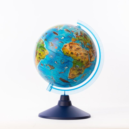 Глобус Зоогеографический 250мм. (Детский) с подсветкой от батареек Классик Евро арт.Ве012500268