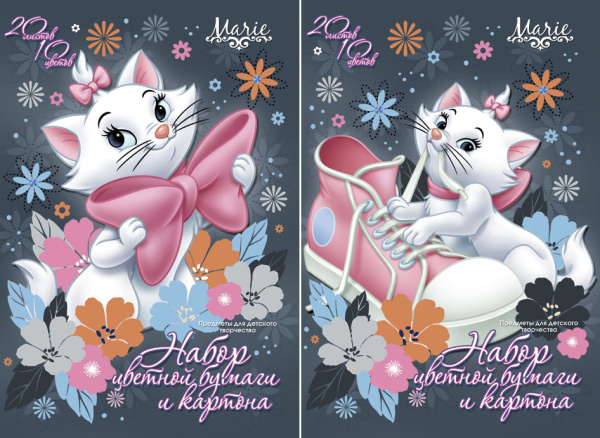 Бум и карт цв д/дет тв 10цв 20л(4мет) Папка 200*290 D3305/2-ЕАС Marie Cat