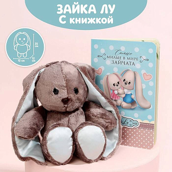 Мягкая игрушка «Зайка Lu с книжкой», мальчик