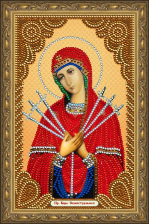 Картины со стразами. Пресвятая Богородица Семистрельная-картина со стразами (IK005)