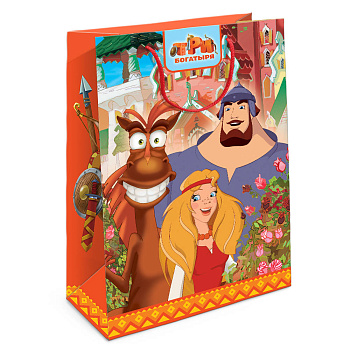 Пакет подарочный "Три богатыря" 350*250*90