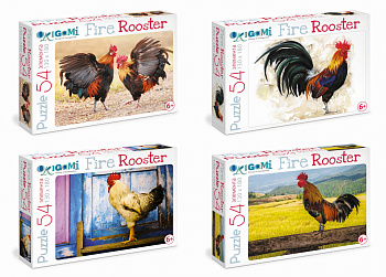 Огненный Петух.Пазл. 54Эл.в асс.Яркие петухи.02631