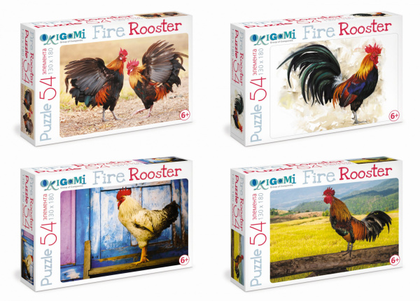 Огненный Петух.Пазл. 54Эл.в асс.Яркие петухи.02631