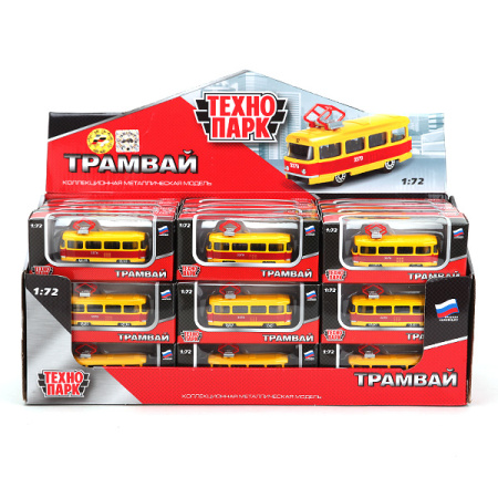 ТРАМВАЙ "ТЕХНОПАРК" МЕТАЛЛ. 1:72 В КОР. 7СМ В ДИСПЛЕЕ (РУСС. УП.) УП-36ШТ в кор.2*4уп