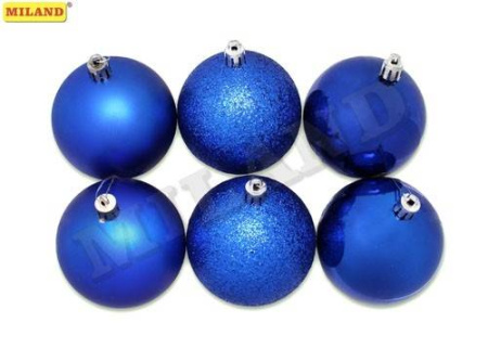 Набор новогодних синих ёлочных шаров "Шёлк, бархат, люрекс" (6 шт.) НУ-7002