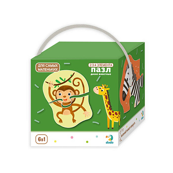 Пазл 2-3-4 элемента "Дикие животные"