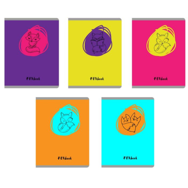 Неоновые лисы (Скругл. угл.) ТЕТРАДИ А5 (*скрепка) 48Л. Обложка: пантонная печать