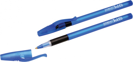 Ручка шариковая синяя "LOTTO" 0,5 мм в синем пластиковом корпусе SOFT с черным эргономичным резиновым держателем, с колпачком в цвет корпуса.